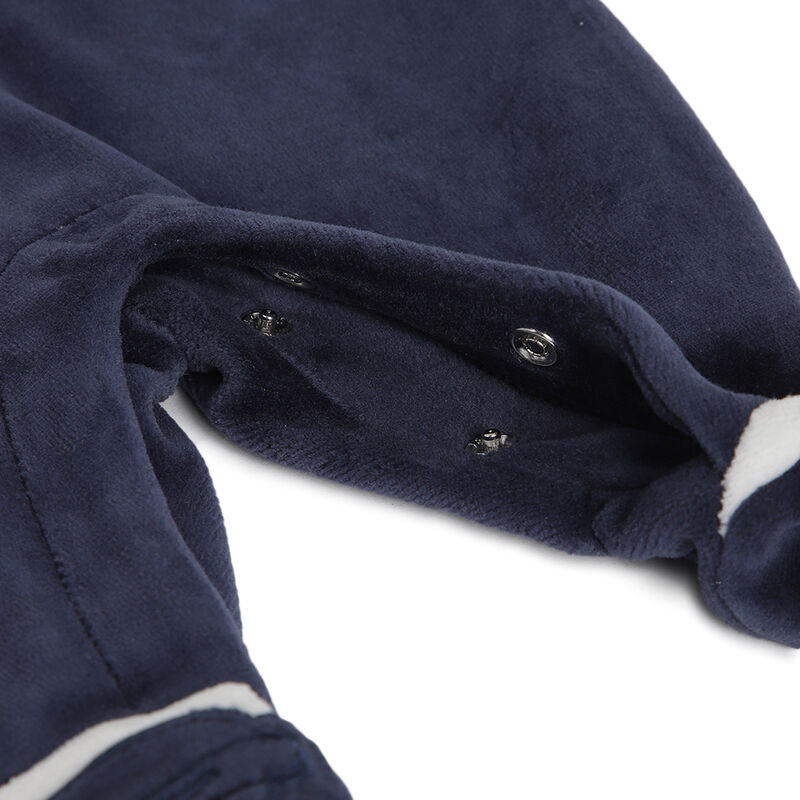 Boys White and Blue Solid Leg Opening Babysuit image number 3